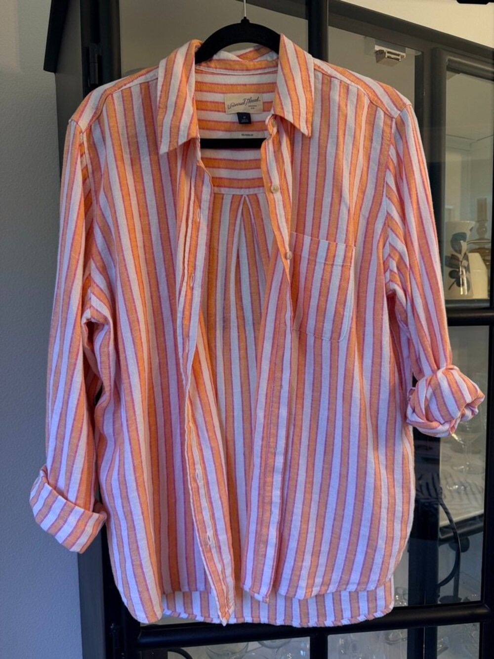 Universal Thread Relaxed Fit Striped Button Front Top Size Medium